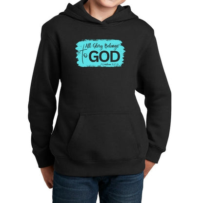 Youth Long Sleeve Hoodie All Glory Belongs to God Christian